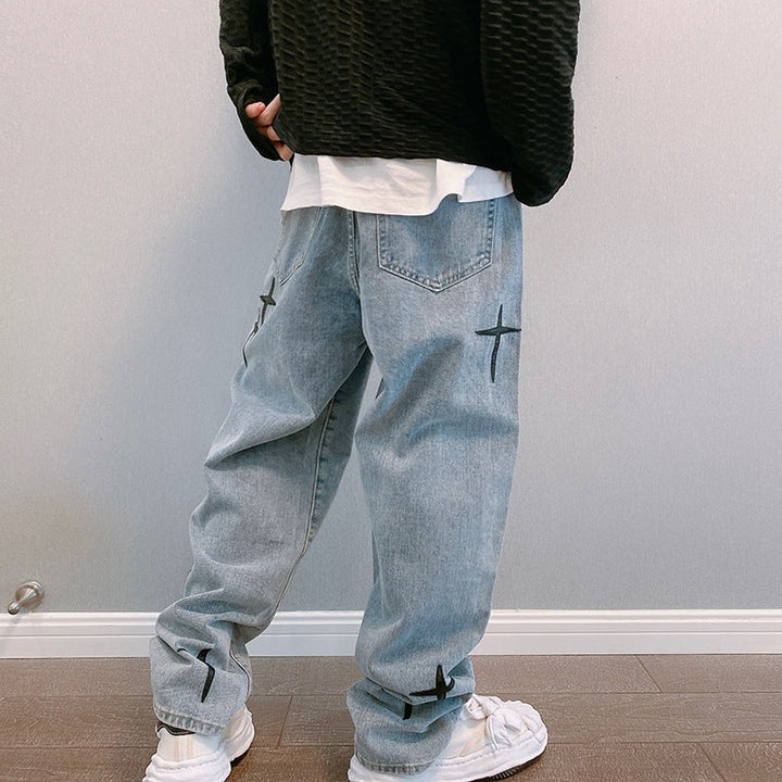 W&W Mode | Blasting Bedruckte Baggy Weit Geschnittene Jeans Für Männer