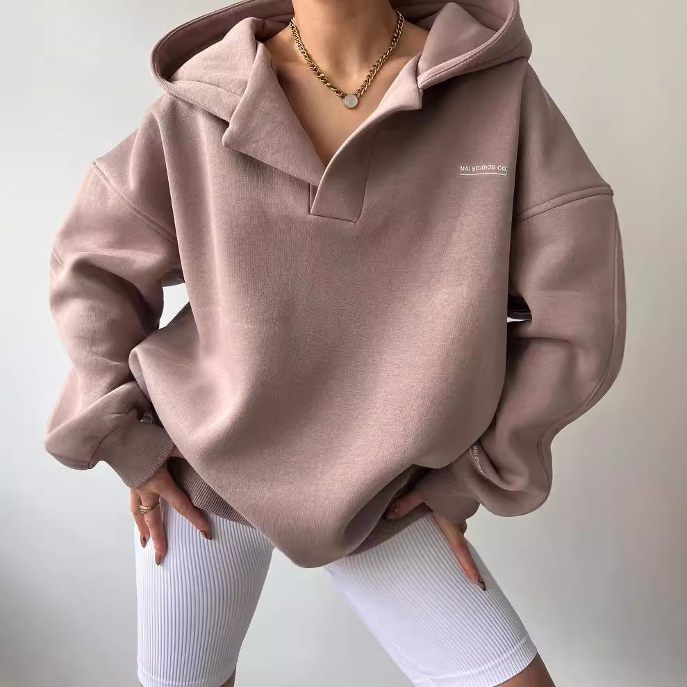 Damen oversized Kapuzenpullover mit Kängurutasche und bequemer Passform WW