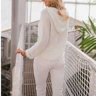 Damen cropped Kapuzenpullover mit strukturiertem Stoff und dekorativen Knöpfen WW