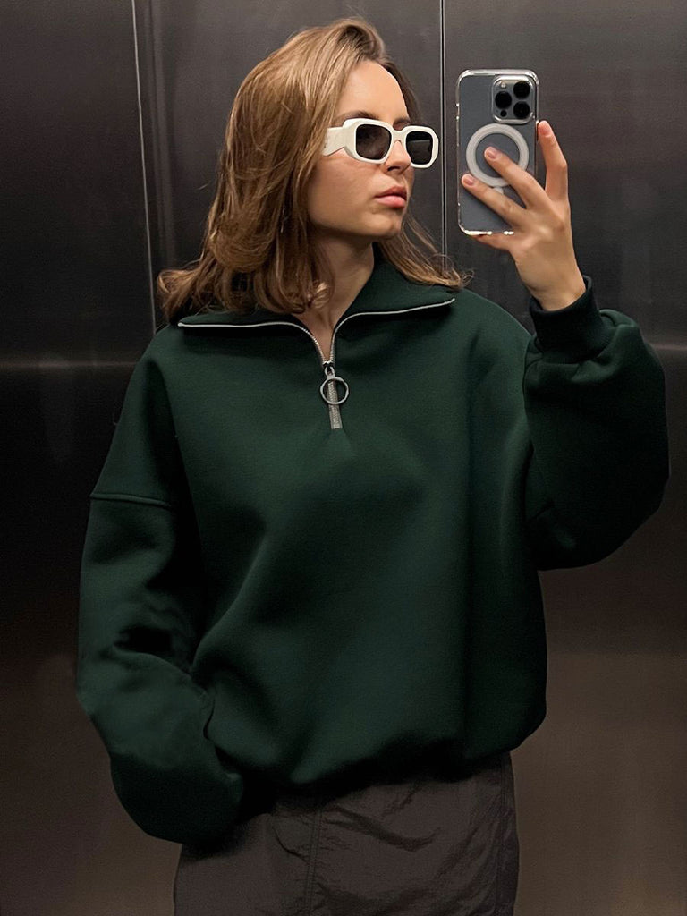 Damen Sweatshirt mit Zip-Kragen und lässigem Schnitt WW