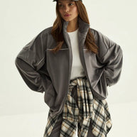 Damen Sportliche Fleece-Jacke mit hohem Kragen WW