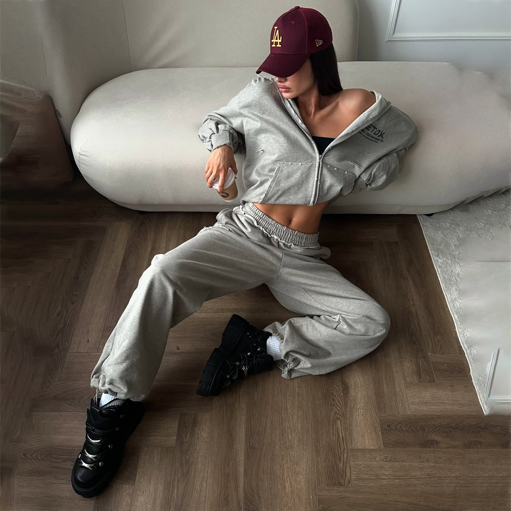 Damen Sportliches Freizeitanzugset mit Kapuzenpullover und bequemen Jogginghosen WW