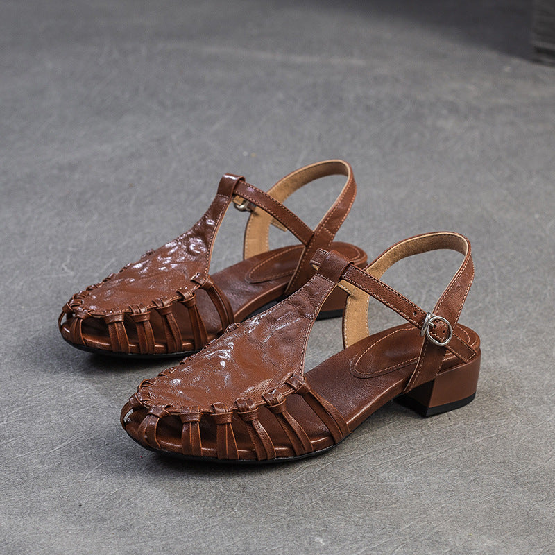 Damen Sandalen mit geflochtenem Designelement und bequemem Blockabsatz WW