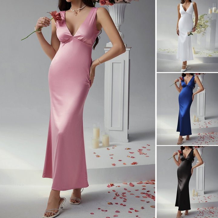 Damen Elegantes Etuikleid mit V-Ausschnitt und figurausgleichendem Schnitt W&W Mode