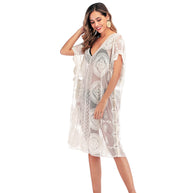 Damen elegante transparente Häkelrobe WW