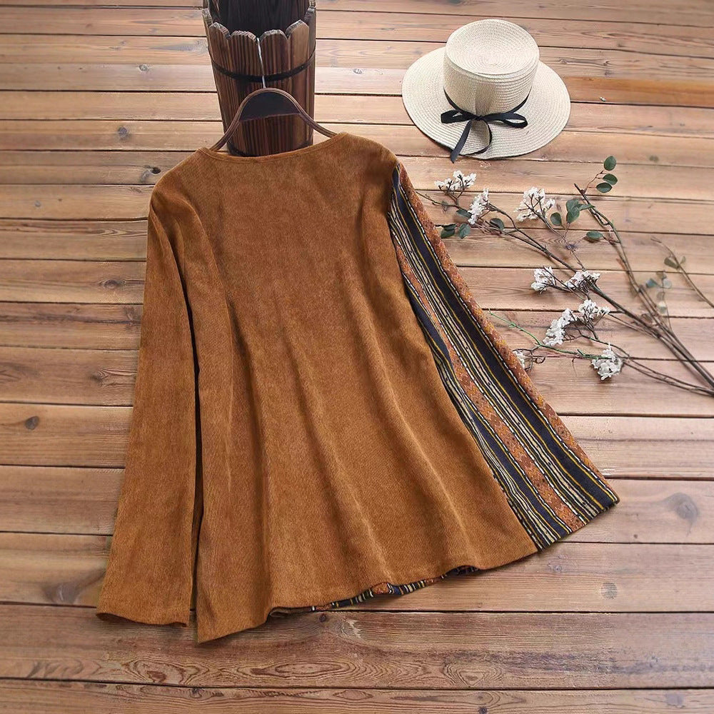 Damen asymmetrisches Oberteil mit Knopfleiste und modischem Streifenmuster WW