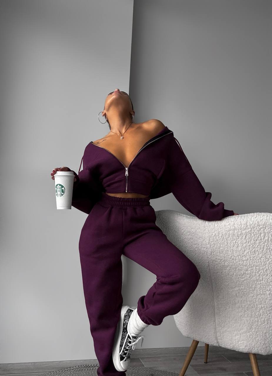 Damen sportliches Cropped-Set mit Weite und Reißverschluss WW
