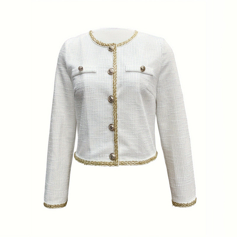 Damen elegante Jacke mit strukturiertem Stoff und modischen Knopfdetails W&W