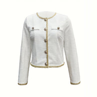 Damen elegante Jacke mit strukturiertem Stoff und modischen Knopfdetails W&W