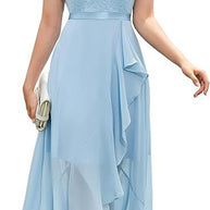 Damen High-Low Spitzen Abendkleid WW