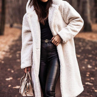 Damen kuschelige Teddyjacke im Oversized-Stil mit Kapuze WW