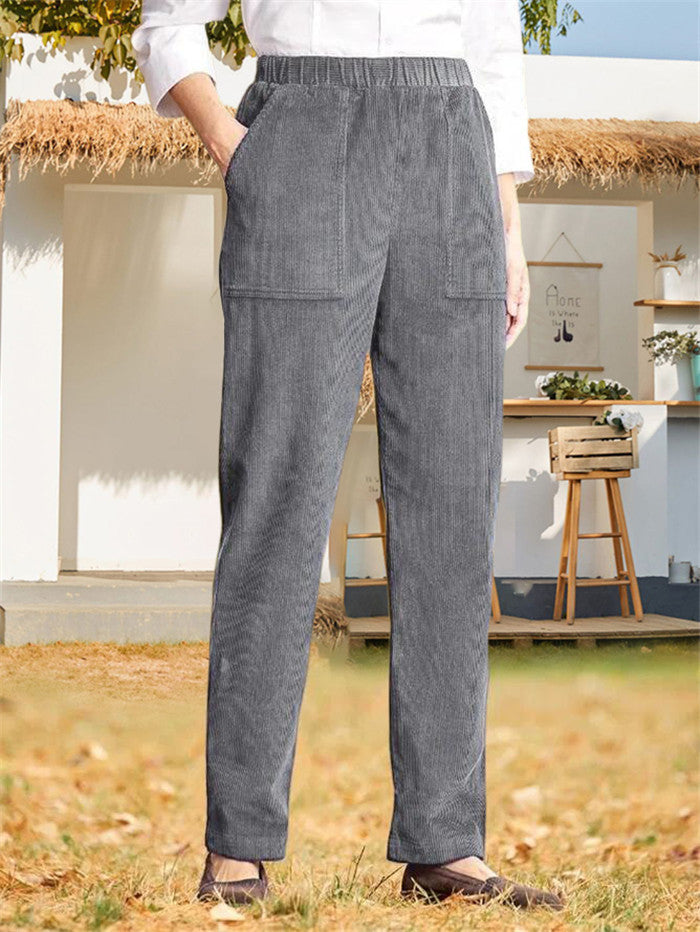 Damen lässige Cargo-Hose mit elastischem Bund und praktischen Taschen WW