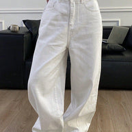 Damen weite High-Waist Jeans im Used-Look WW