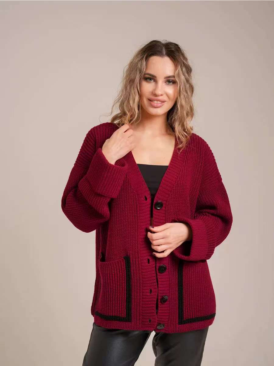 Damen Strickcardigan mit kontrastierenden Knopfdetails und strukturiertem Design WW