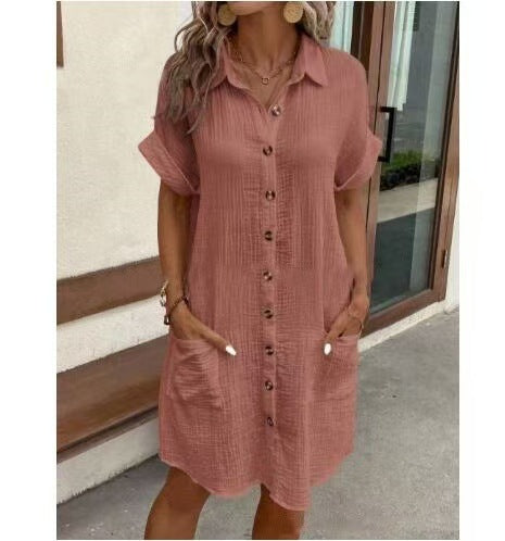 Damen Hemdkleid mit Knopfverschlüssen und praktischen Seitentaschen WW