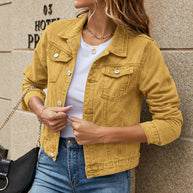 Damen klassische Denim-Jacke im Schneidertailoring-Stil WW