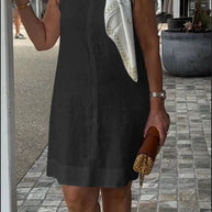 Damen Sommerkleid aus leichtem Leinenstoff mit modischem Halstuch WW