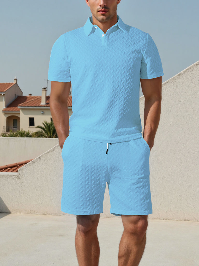 Herren Polo-Shirt und Shorts Set mit atmungsaktivem Design und elastischem Bund WW