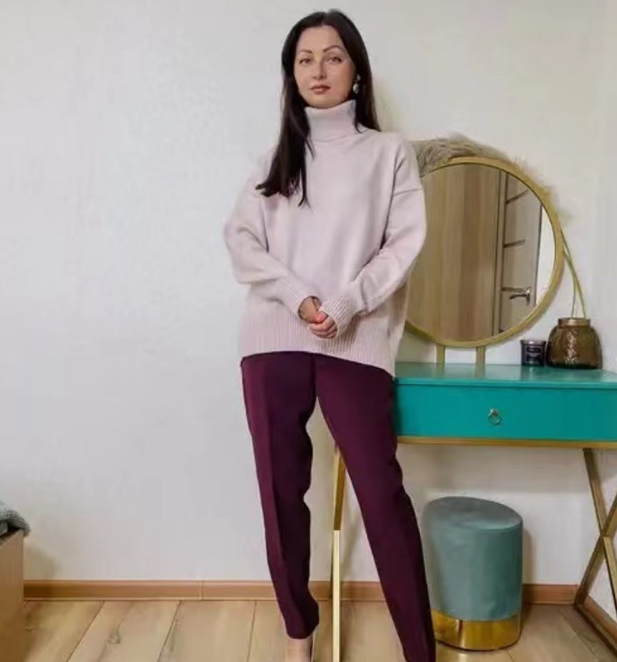 Damen Modischer Rollkragenpullover aus weichem Material WW