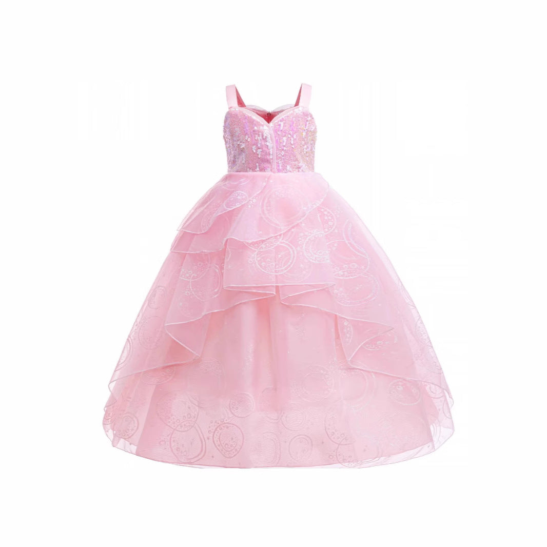 Glinda Cosplay Kleid – Rosa Prinzessinnenballkleid für Mädchen (Hochzeit, Bühne) W&W Mode