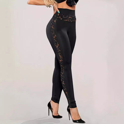 Damen sportliche Leggings mit verführerischem Spitzen-Detail WW