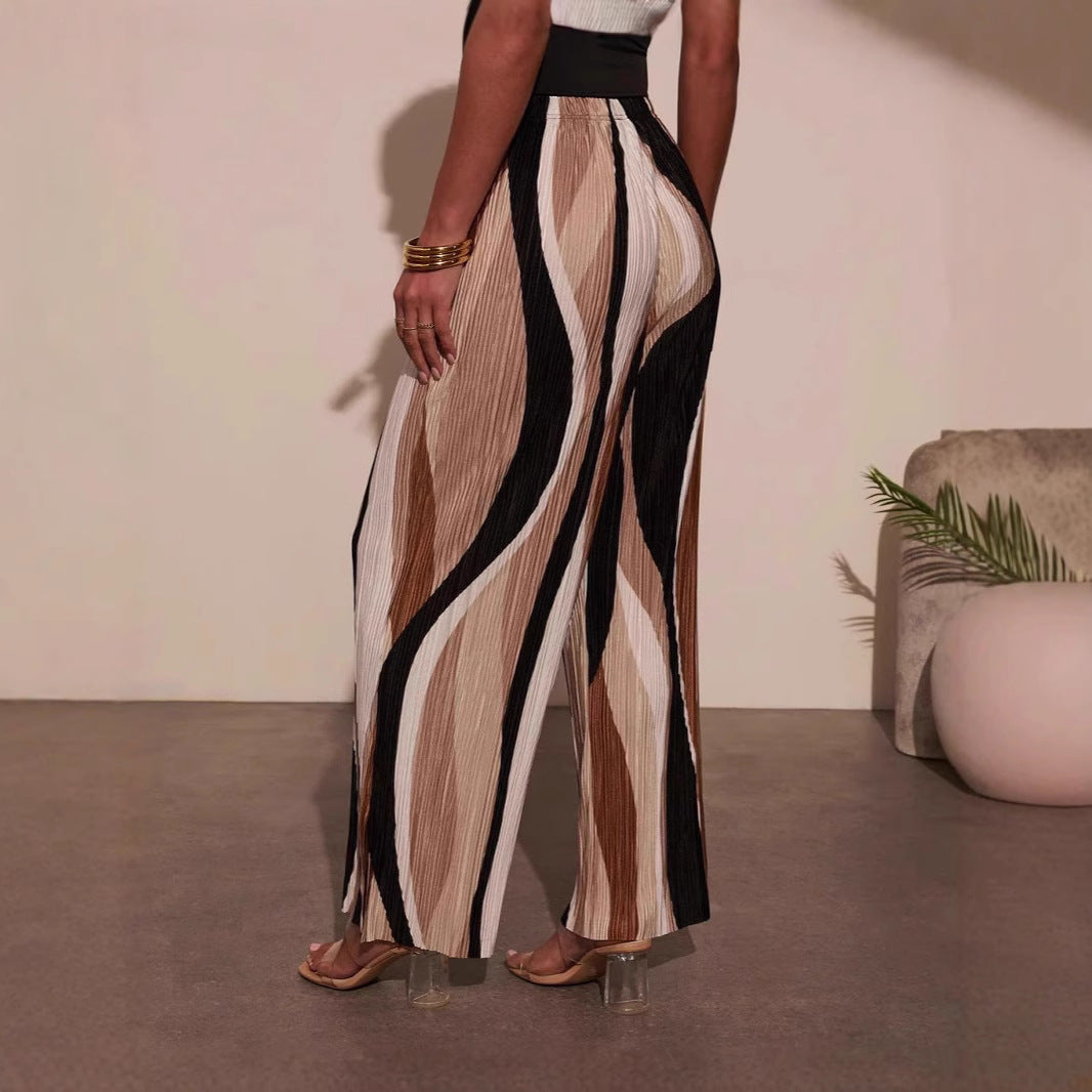 Damen Plissee-Hose mit weitem Bein und seitlichen Schlitzen WW