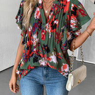 Damen Bluse mit eleganten Rüschendetails und verspieltem Print WW