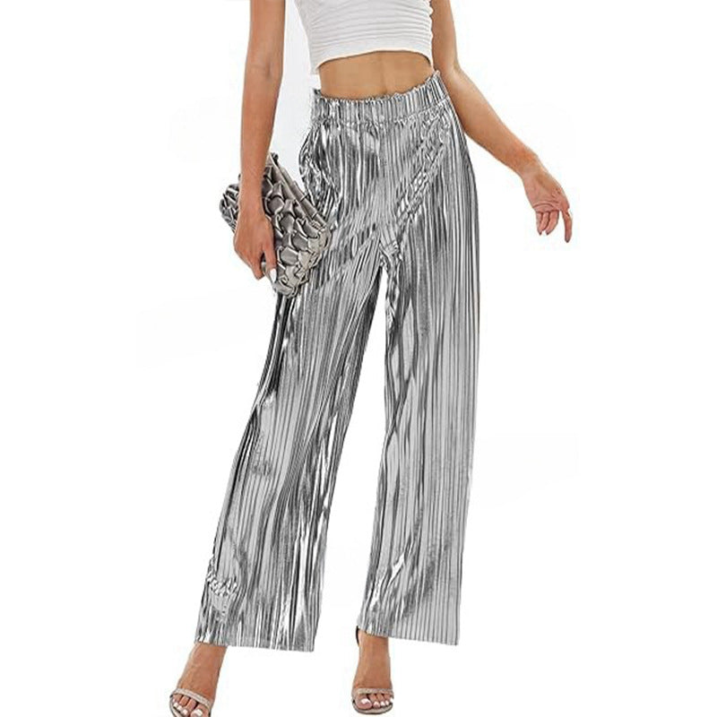 Damen Elegante Plisseehose mit elastischem Bund WW