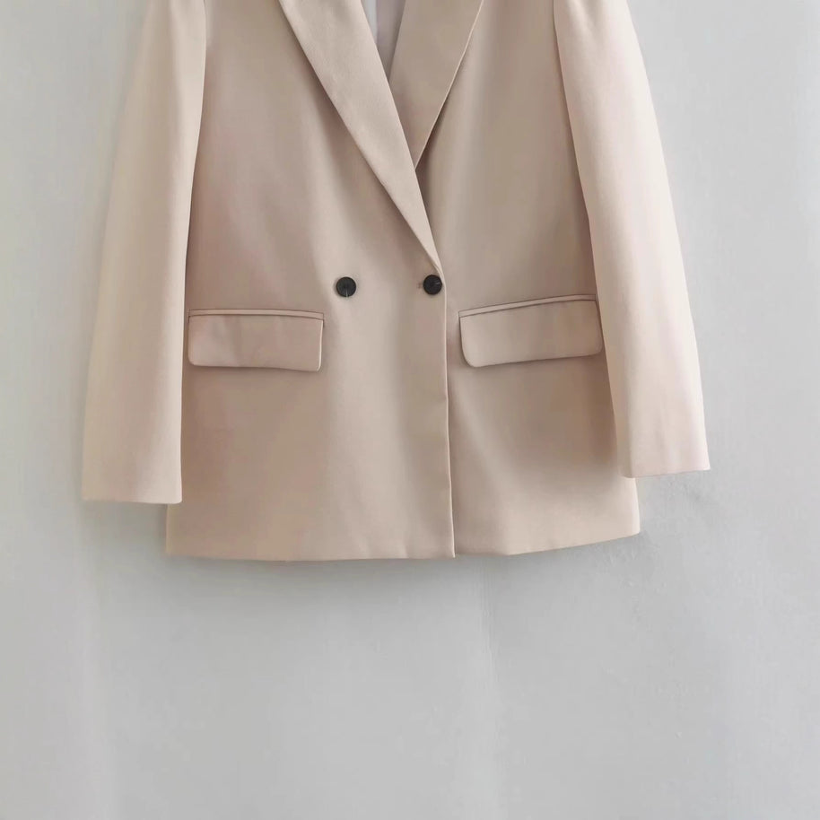 Damen stilvolle Blazerjacke mit doppelter Knopfleiste und breiten Revers WW