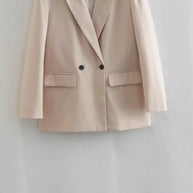 Damen stilvolle Blazerjacke mit doppelter Knopfleiste und breiten Revers WW