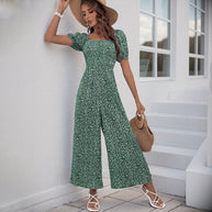 Damen Oversized Jumpsuit mit Puffärmeln und elastischem Taillenbund WW