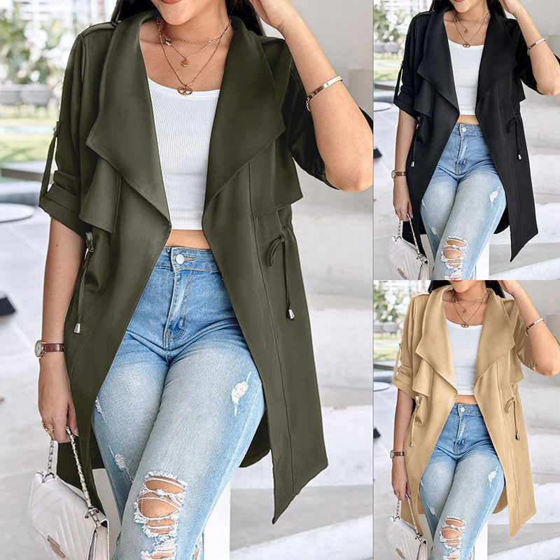 Damen leichte Übergangsjacke mit asymmetrischem Schnitt und Taillenzug WW