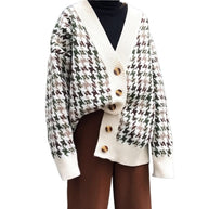 Damen Strickjacke im modernen Hahnentritt-Design WW