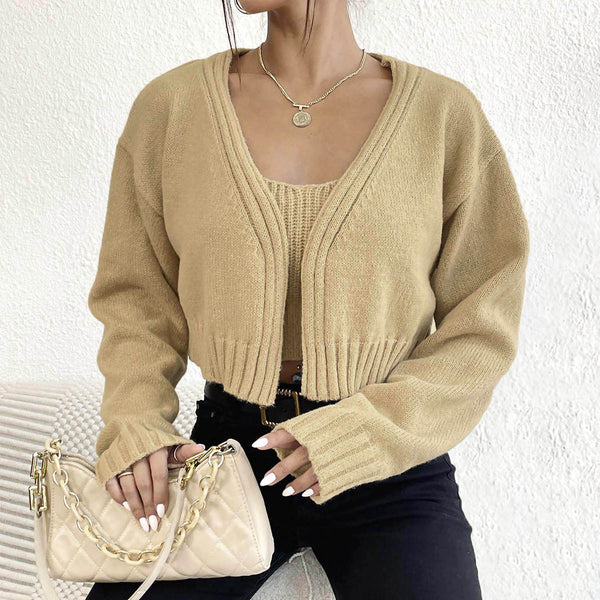 Damen Cropped Strickoberteil mit weichem Rippdesign und überschnittenen Schultern WW