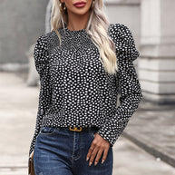 Damen Bluse mit Puffärmeln und modernem Herzmotiv WW