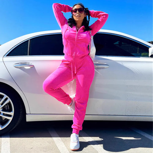 Damen Sportliches und elegantes Fleece-Jogginganzug WW