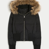 Damen Gestepptes Winterjacke mit abnehmbarer Kapuze und elastischen Bündchen WW