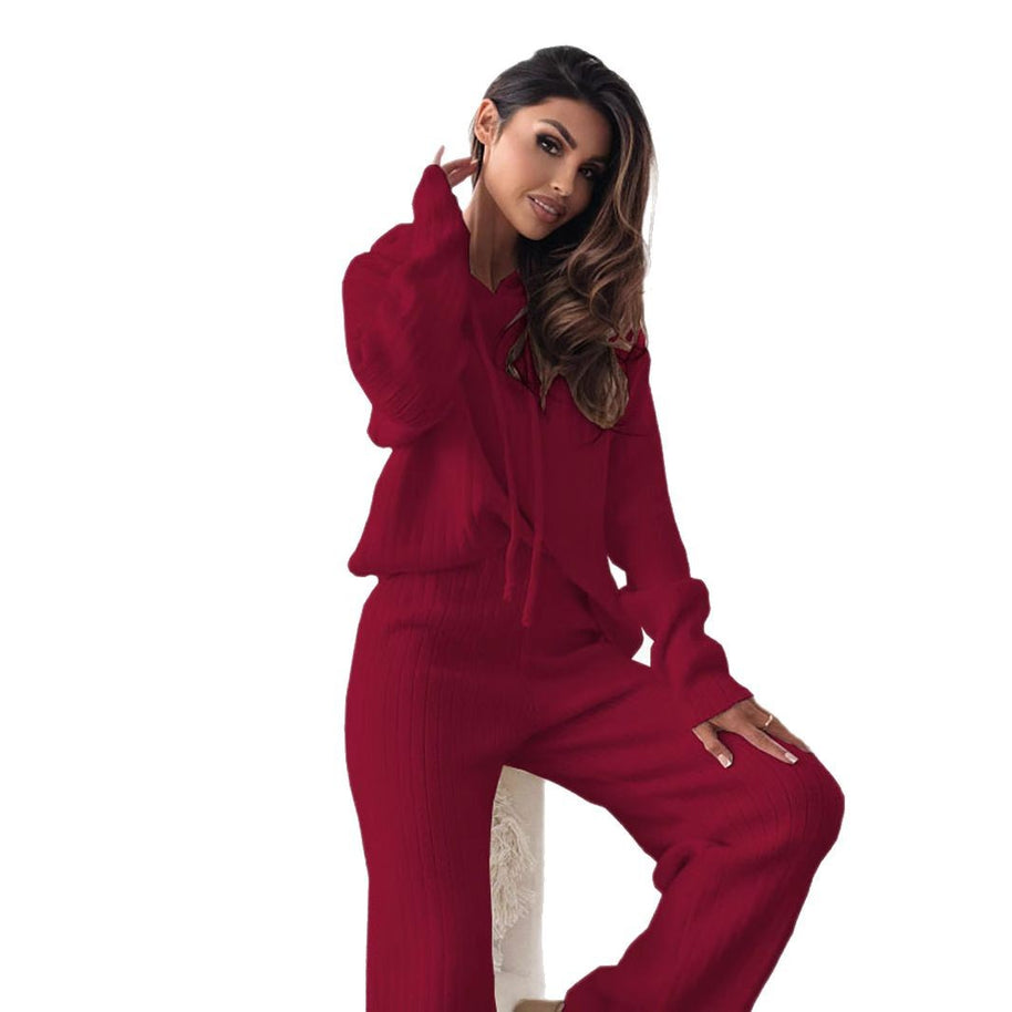Damen Strickanzug mit Kapuze und weichem Material WW