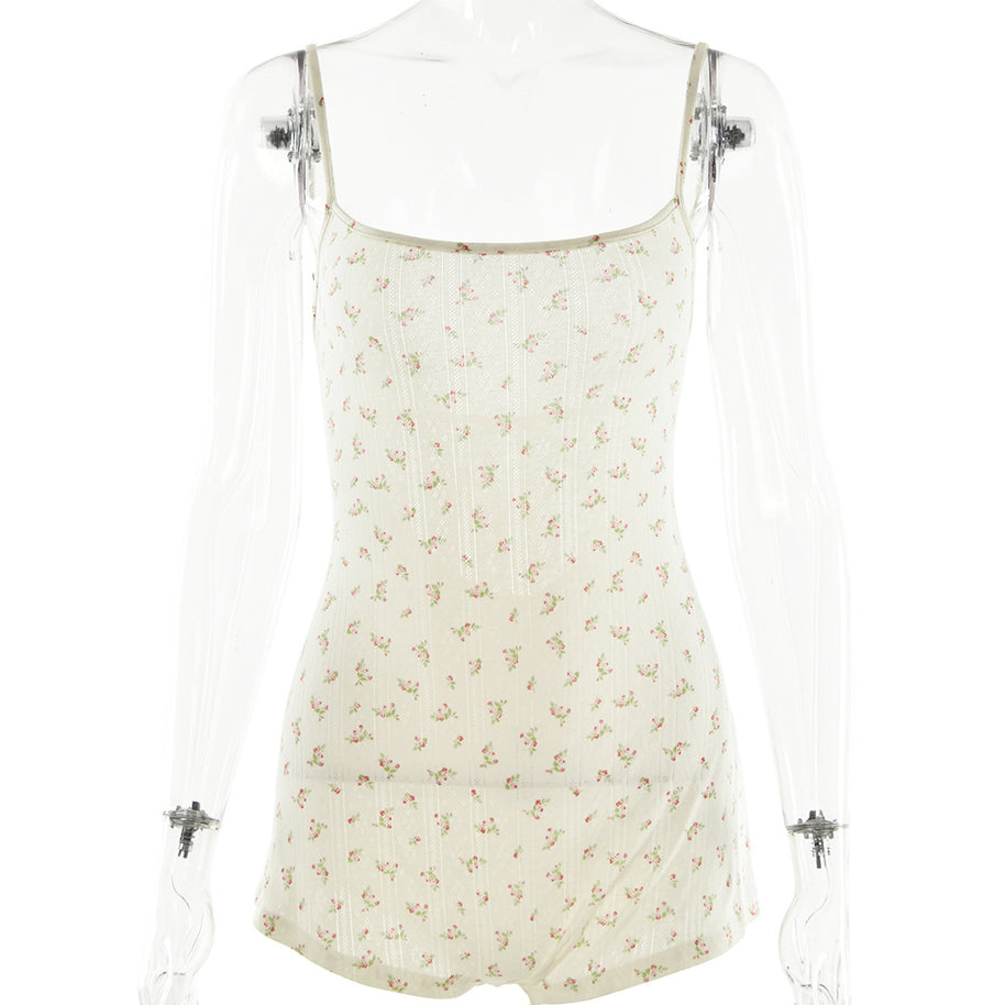Damen Blütenmuster Spitzenbodysuit W&W