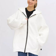Damen Oversized Kapuzenjacke mit durchgehendem Reißverschluss und extrem bequemem Schnitt WW
