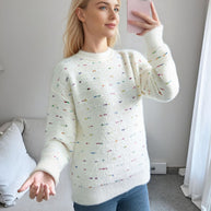 Damen Bequemer Strickpullover mit buntem Punktdesign WW