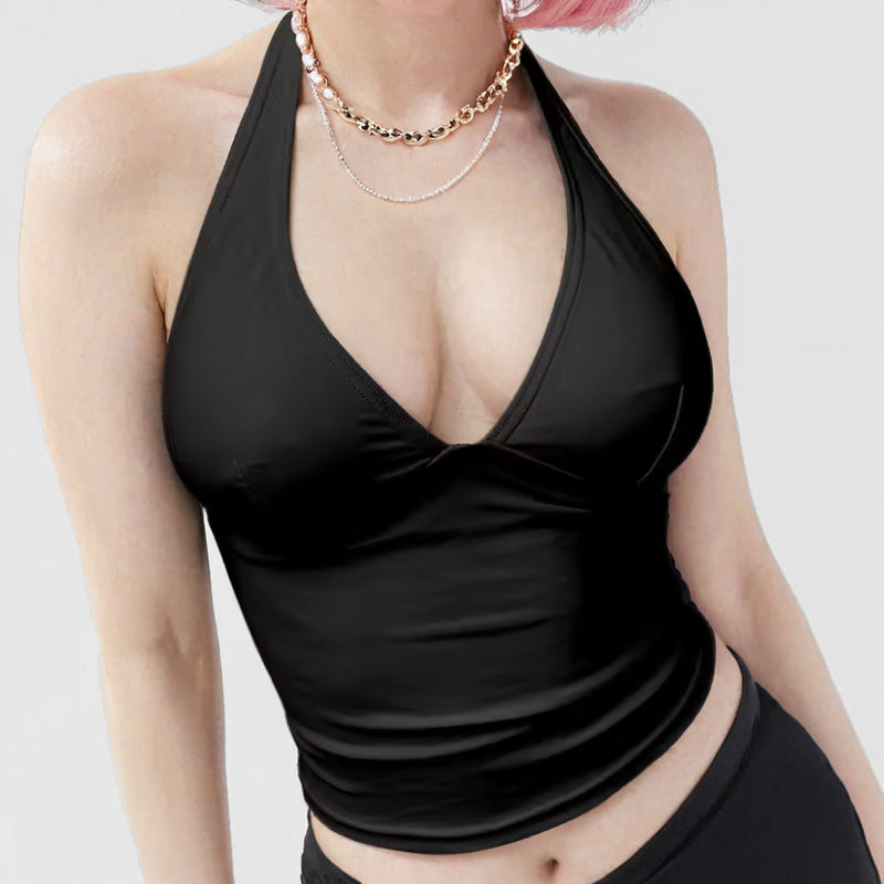 Damen Top mit tiefem V-Ausschnitt und figurbetontem Schnitt W&W Mode