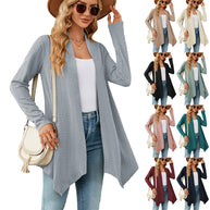 Damen Strickjacke mit strukturiertem Waffelmuster und offener Front WW