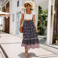 Damen Sommer-Rock mit floralen Mustern und voluminösem Saum WW