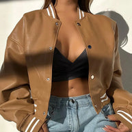 Damen Sportliche Collegejacke im modernen Design mit kontrastierenden Streifen WW