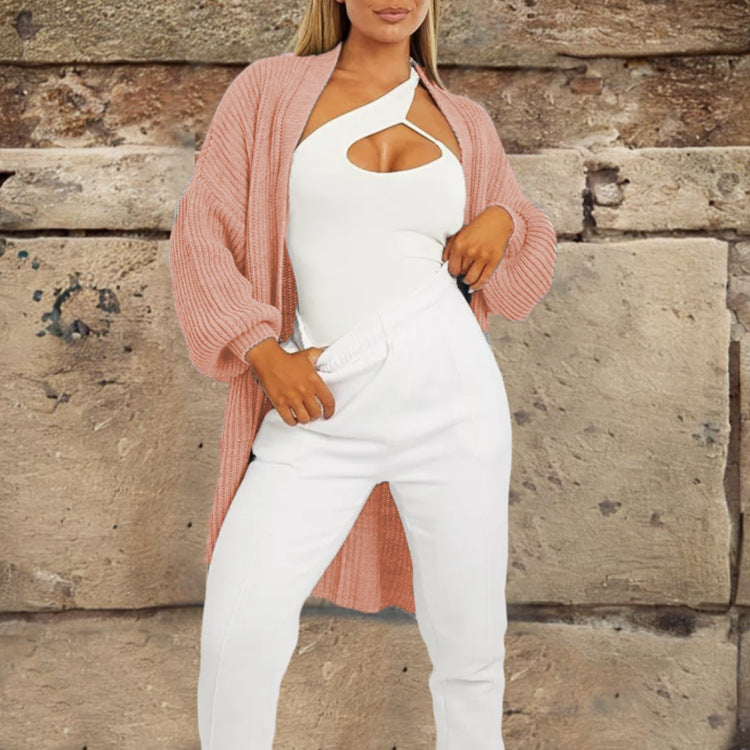 Damen Strickcardigan mit tiefem Schnitt und praktischen Taschen WW