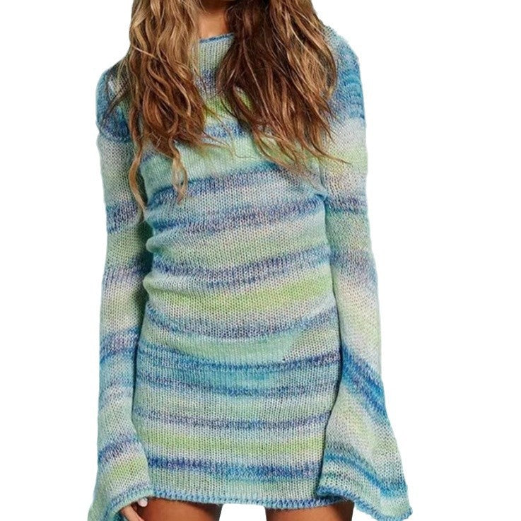 Damen Pulloverkleid mit weitem Schnitt und modernen Rüschendetails WW