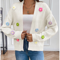 WW | Handgehäkelter floral gestrickter Cardigan