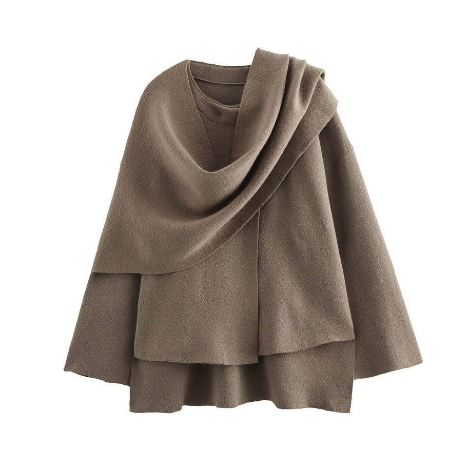 Damen asymmetrische ponchoartige Jacke aus weichem Material WW