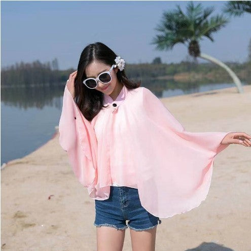Damen Luftiger Chiffon-Kimono mit weit ausgestellten Ärmeln W&W Mode